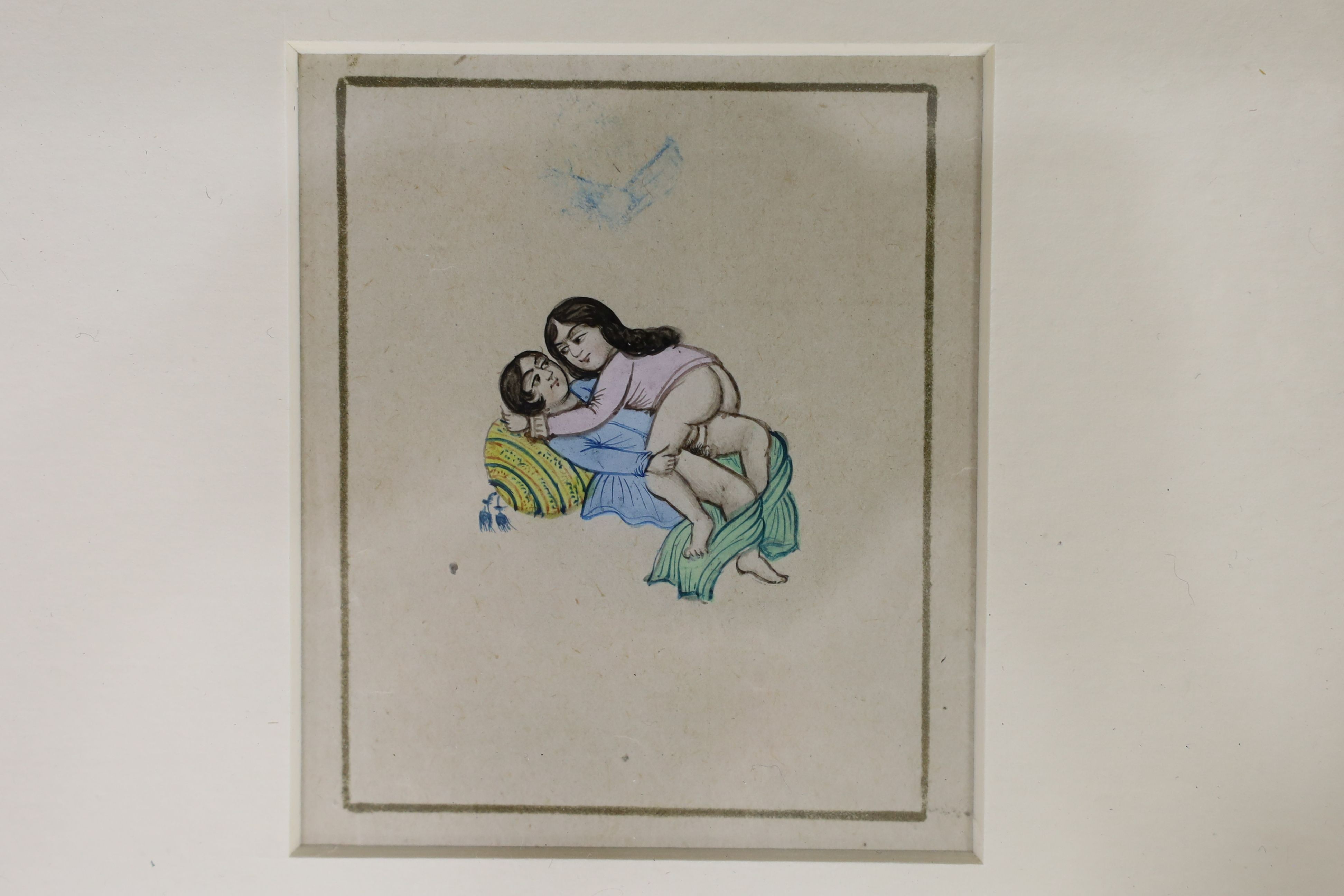 Indian School, set of ten ink and watercolour erotic studies, largest approx. 7 x 8cm